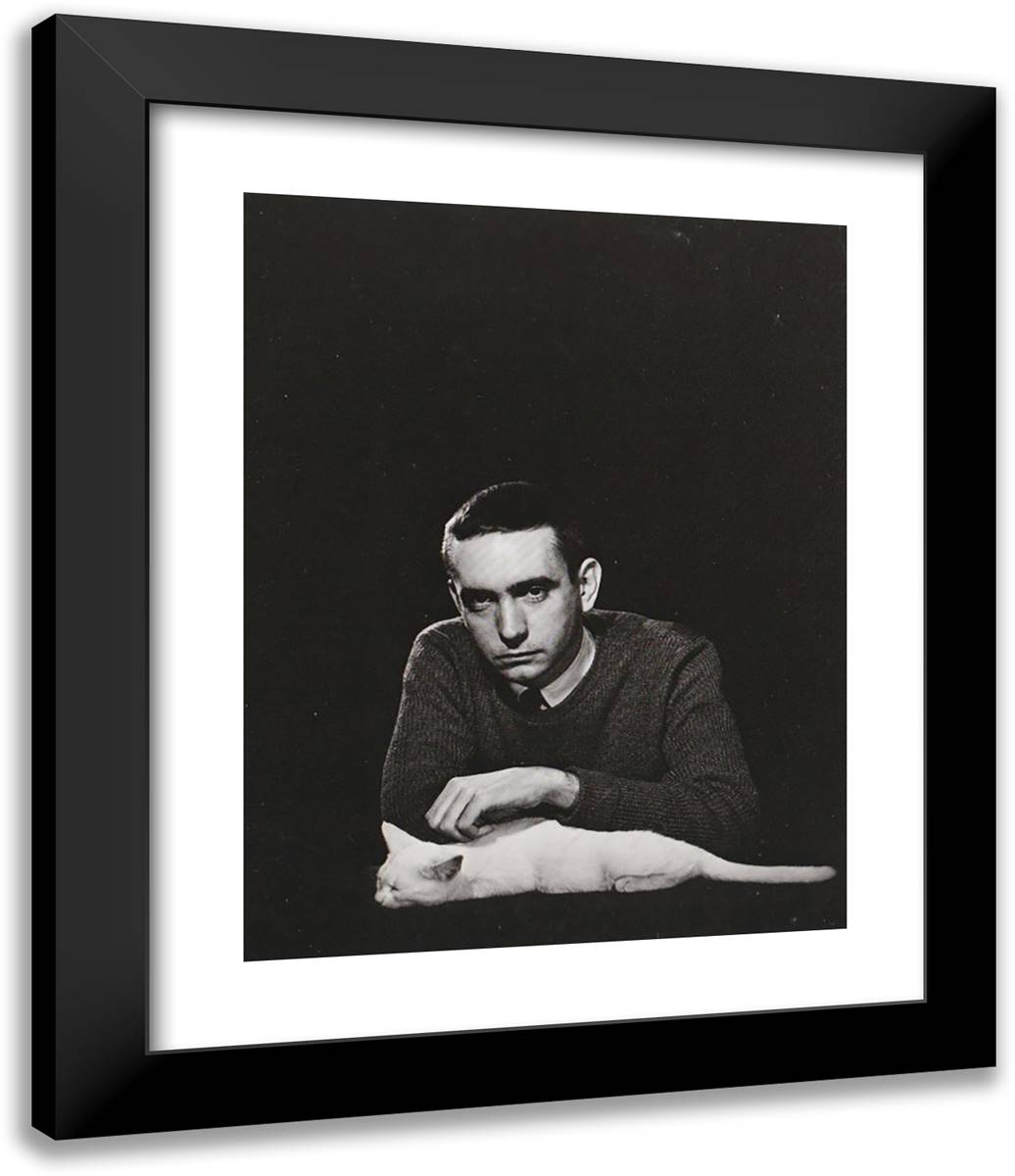Edward Albee 20x24 Black Modern Wood Framed Art Print Poster by Halsman, Philippe