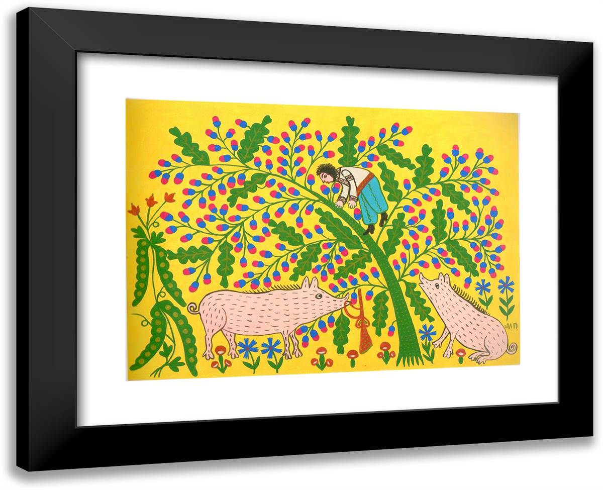 A Coward Went A-Hunting 24x19 Black Modern Wood Framed Art Print Poster by Primachenko, Maria