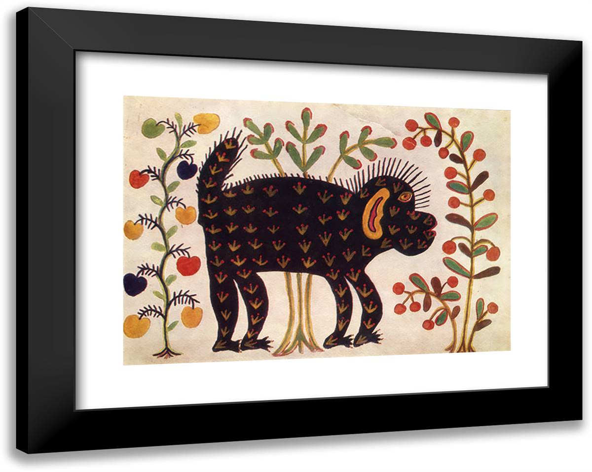 Black Monkey 24x19 Black Modern Wood Framed Art Print Poster by Primachenko, Maria