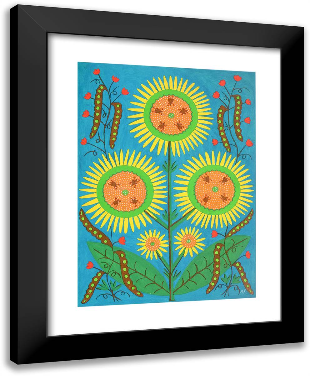 Dear Friends, I Give You the Sun and My Sunny Art 19x24 Black Modern Wood Framed Art Print Poster by Primachenko, Maria