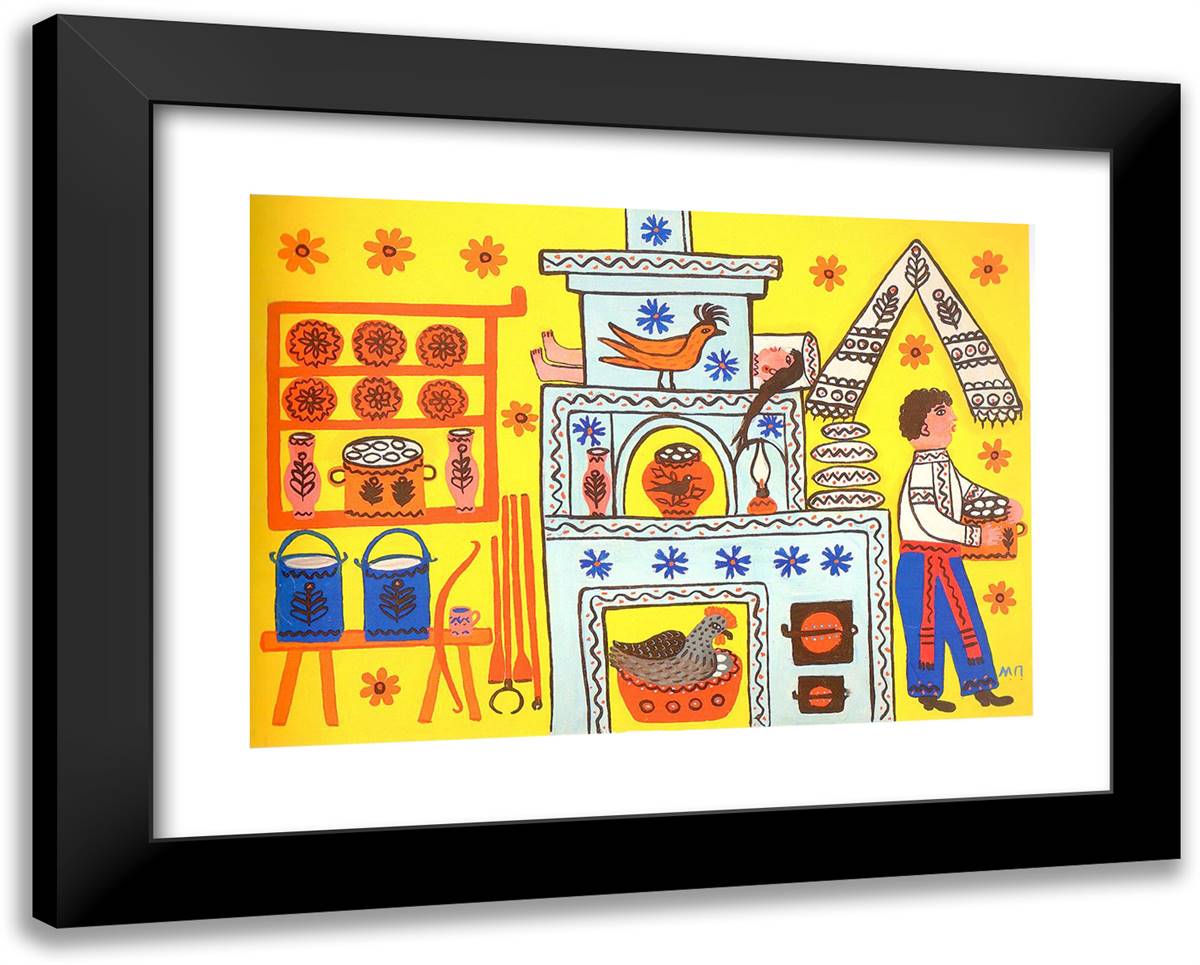 Dumplings on the Shelf 24x19 Black Modern Wood Framed Art Print Poster by Primachenko, Maria