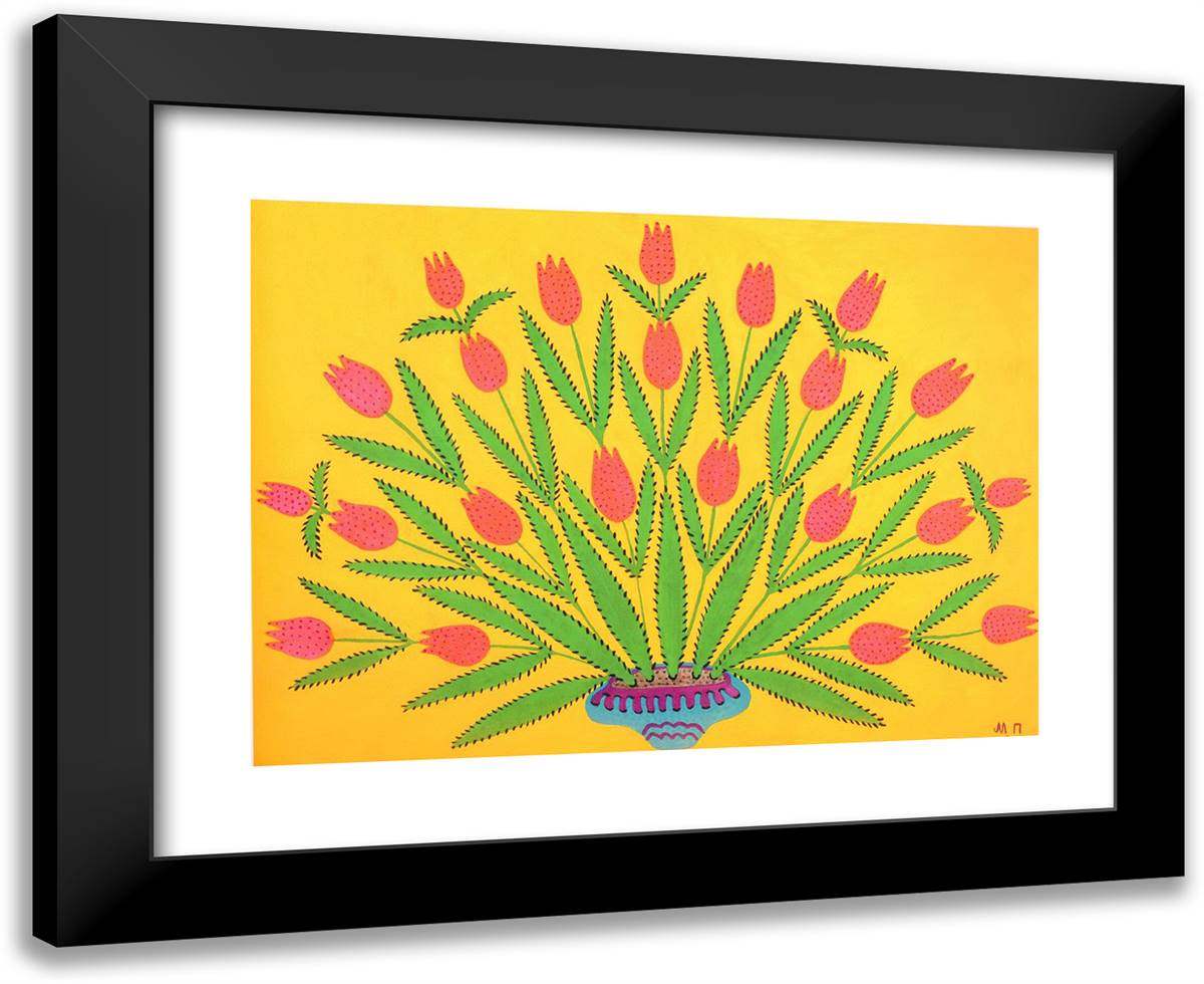 I Give These Flowers Where IVans Live 24x20 Black Modern Wood Framed Art Print Poster by Primachenko, Maria