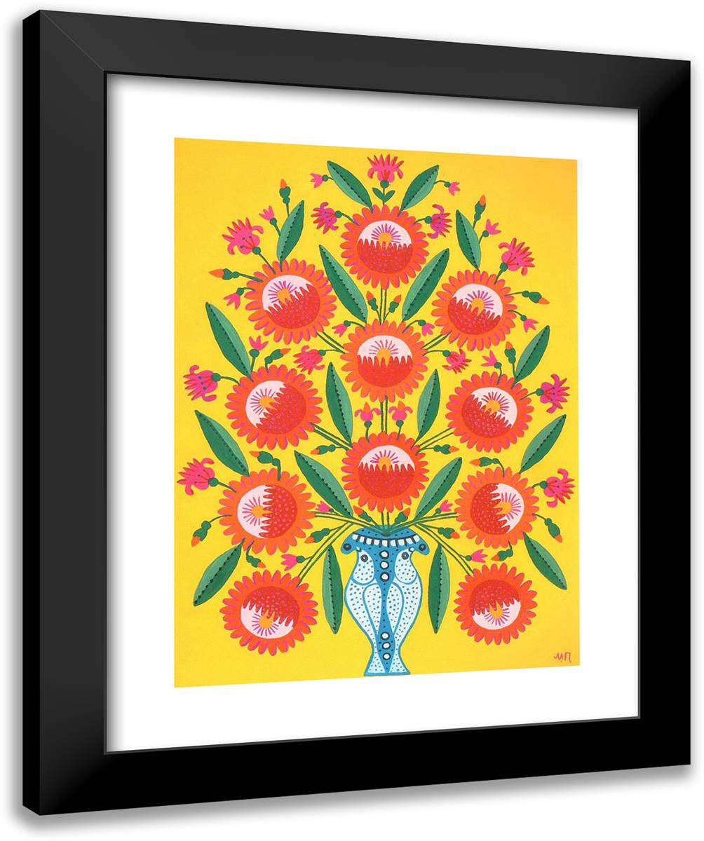 I Give You, Kyiv, These Polissia Flowers and This Bright Sun 20x24 Black Modern Wood Framed Art Print Poster by Primachenko, Maria