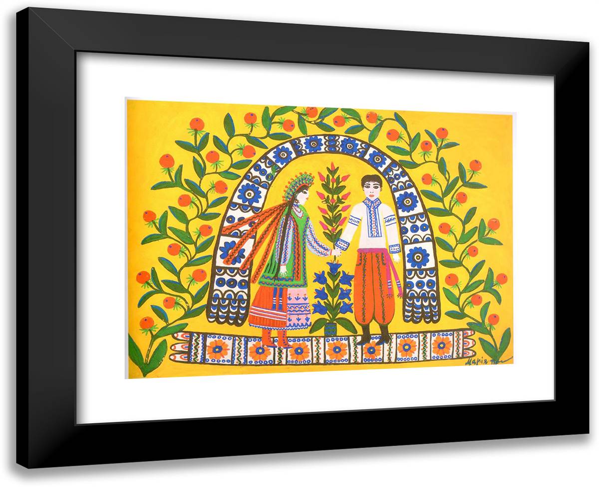 Let Us Go to the Betrothal Party 24x20 Black Modern Wood Framed Art Print Poster by Primachenko, Maria