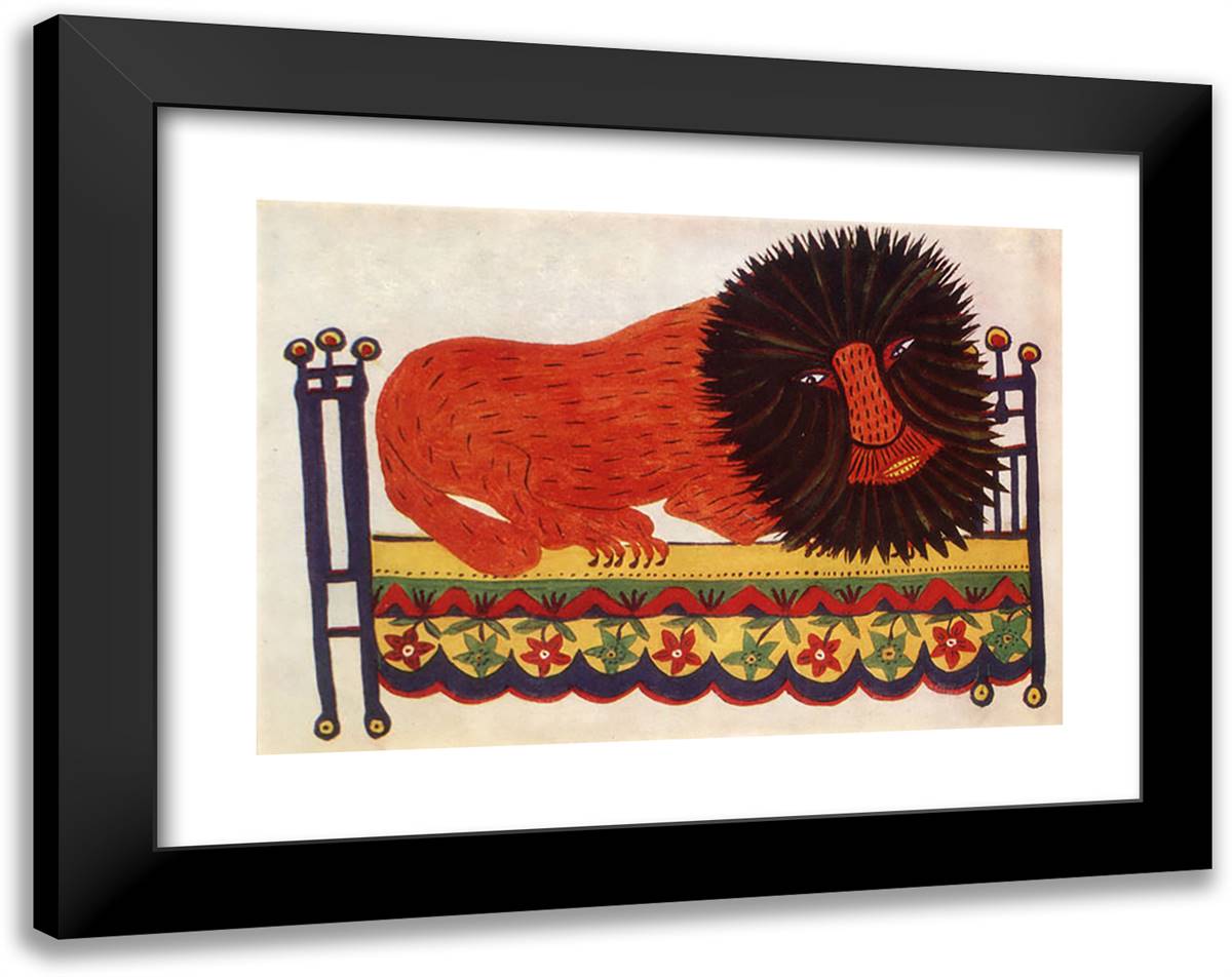 Lion 24x19 Black Modern Wood Framed Art Print Poster by Primachenko, Maria