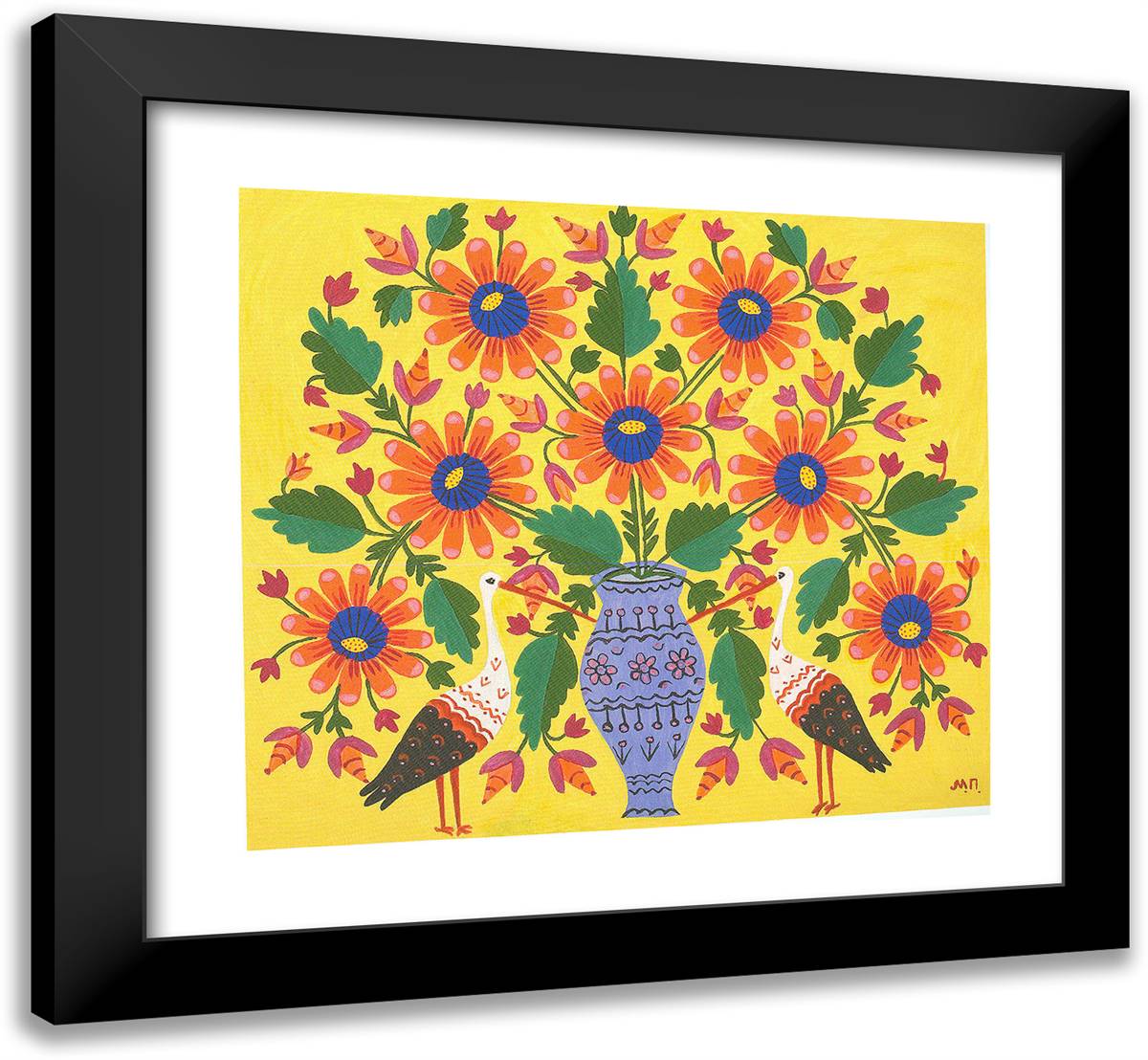 Lovely Spring, What Did You Bring 22x20 Black Modern Wood Framed Art Print Poster by Primachenko, Maria
