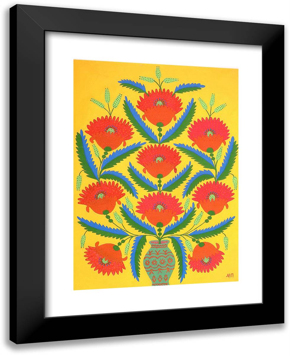 Poppy 19x24 Black Modern Wood Framed Art Print Poster by Primachenko, Maria