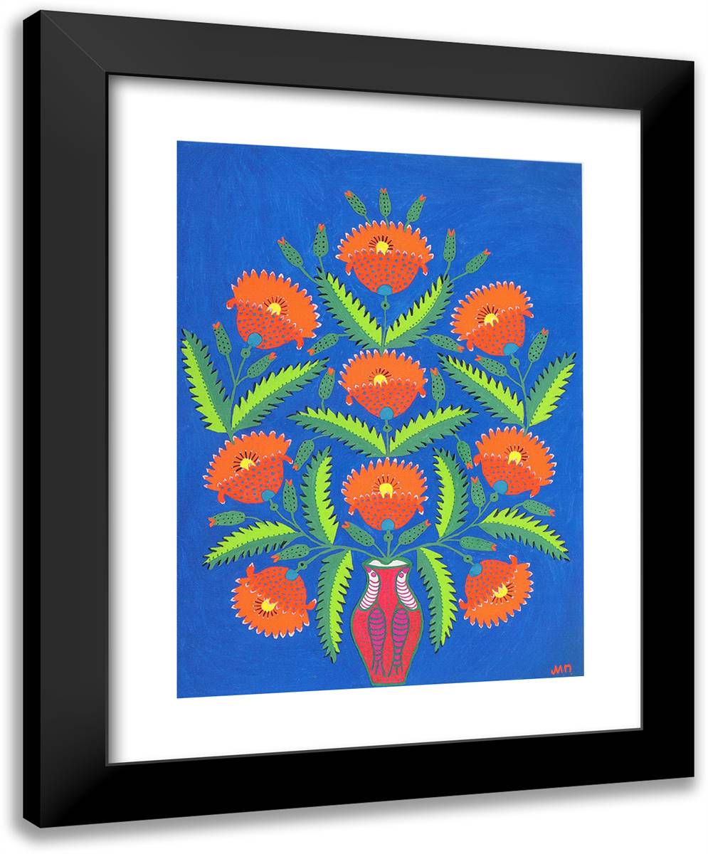 Red Poppies 19x24 Black Modern Wood Framed Art Print Poster by Primachenko, Maria