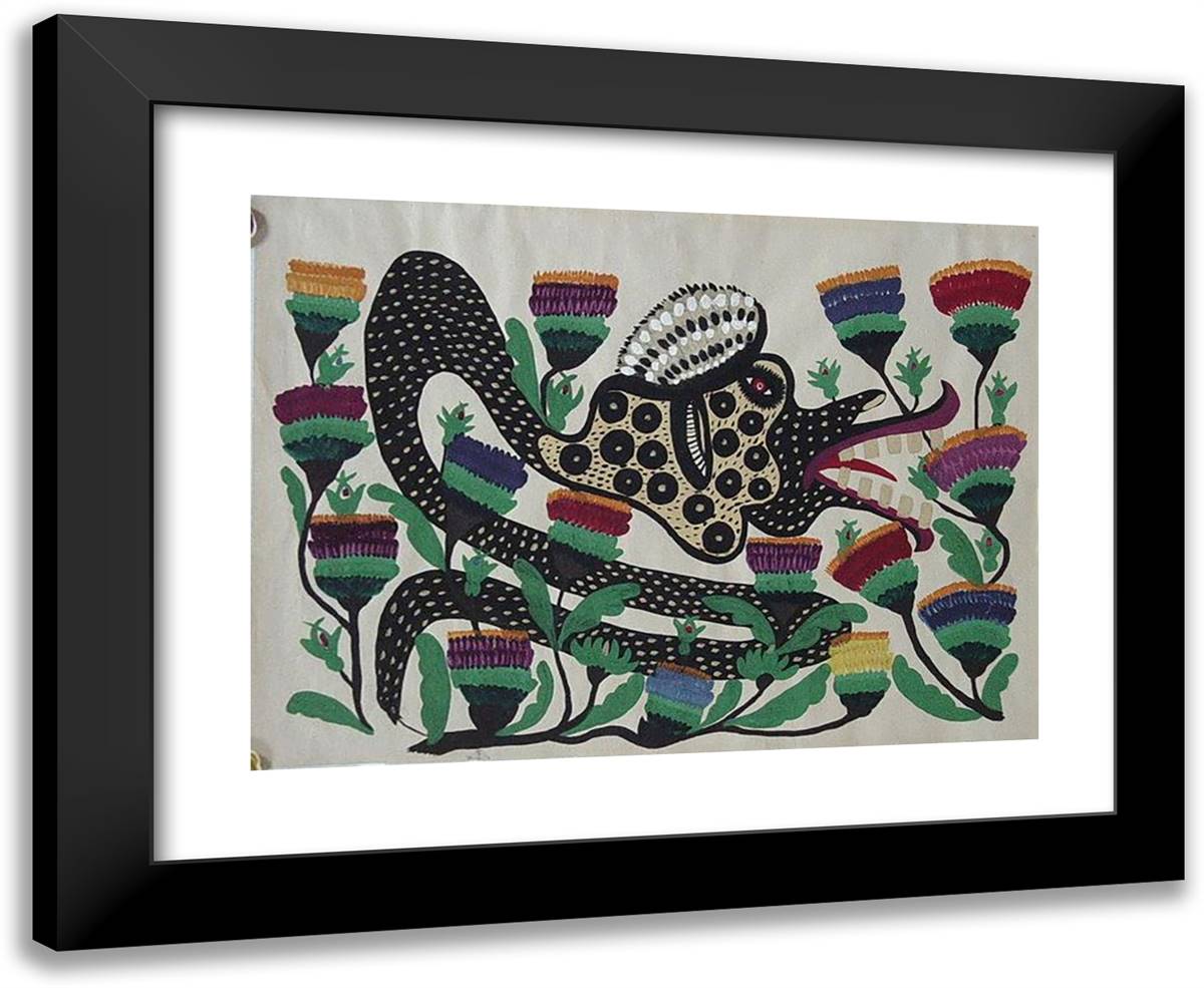Serpent 24x20 Black Modern Wood Framed Art Print Poster by Primachenko, Maria