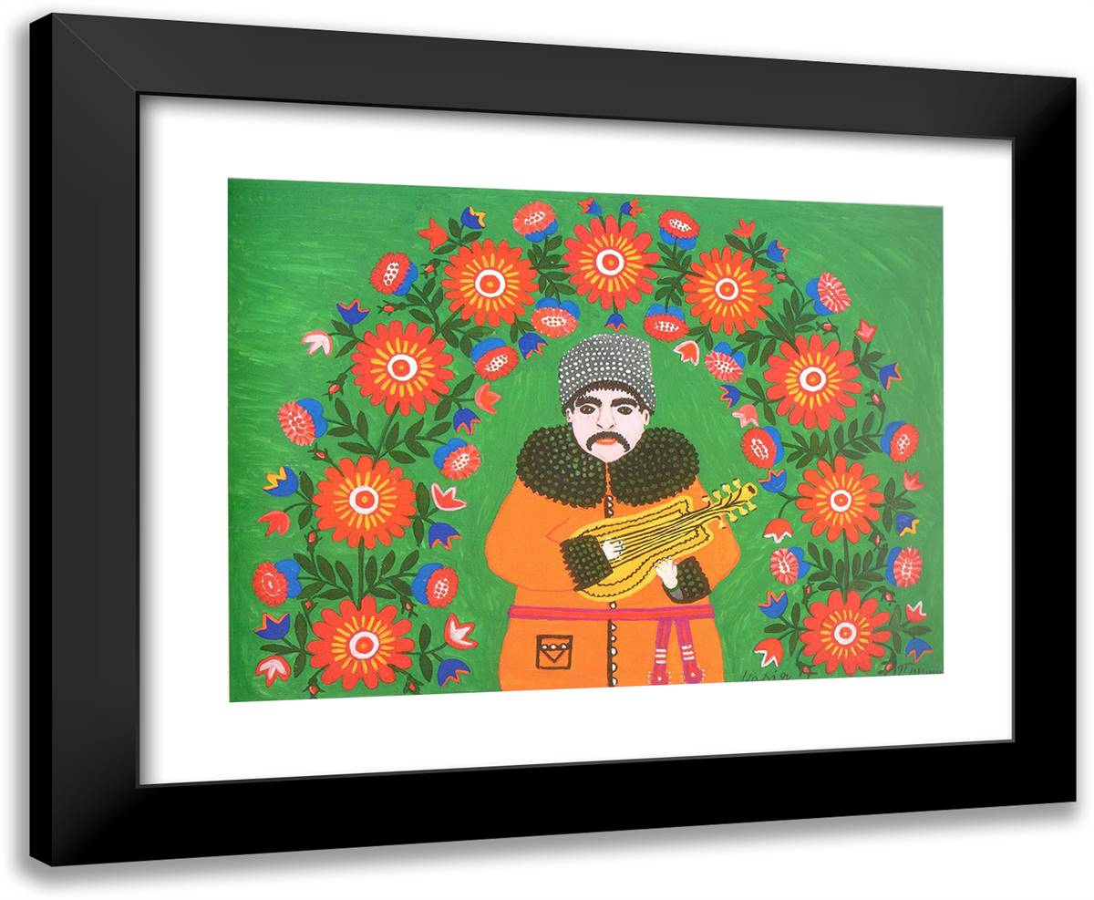 Taras Hryhorovych Shevchenko Arrives from His Exile to Flowering Ukraine 24x20 Black Modern Wood Framed Art Print Poster by Primachenko, Maria