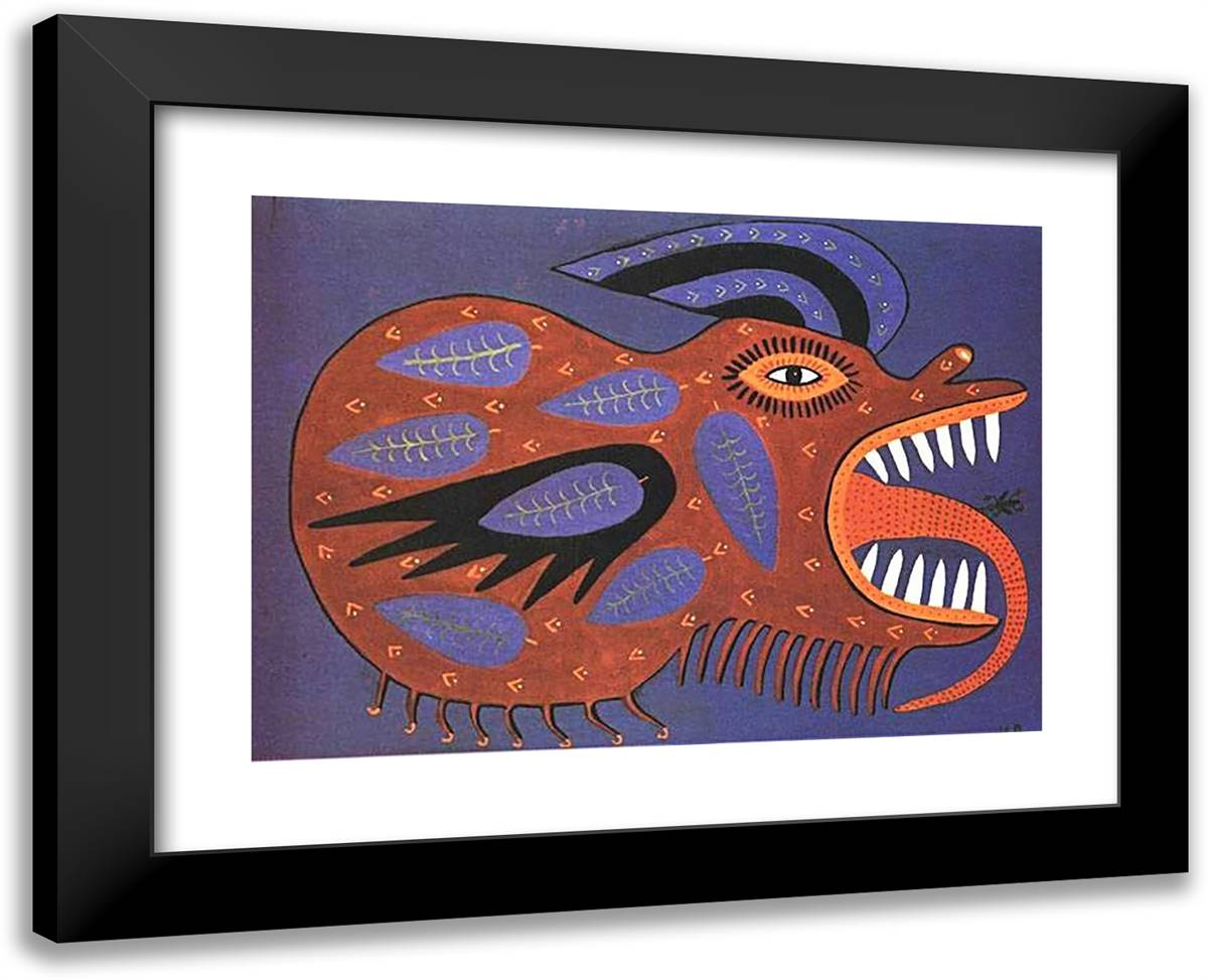 The Threat of War 24x19 Black Modern Wood Framed Art Print Poster by Primachenko, Maria