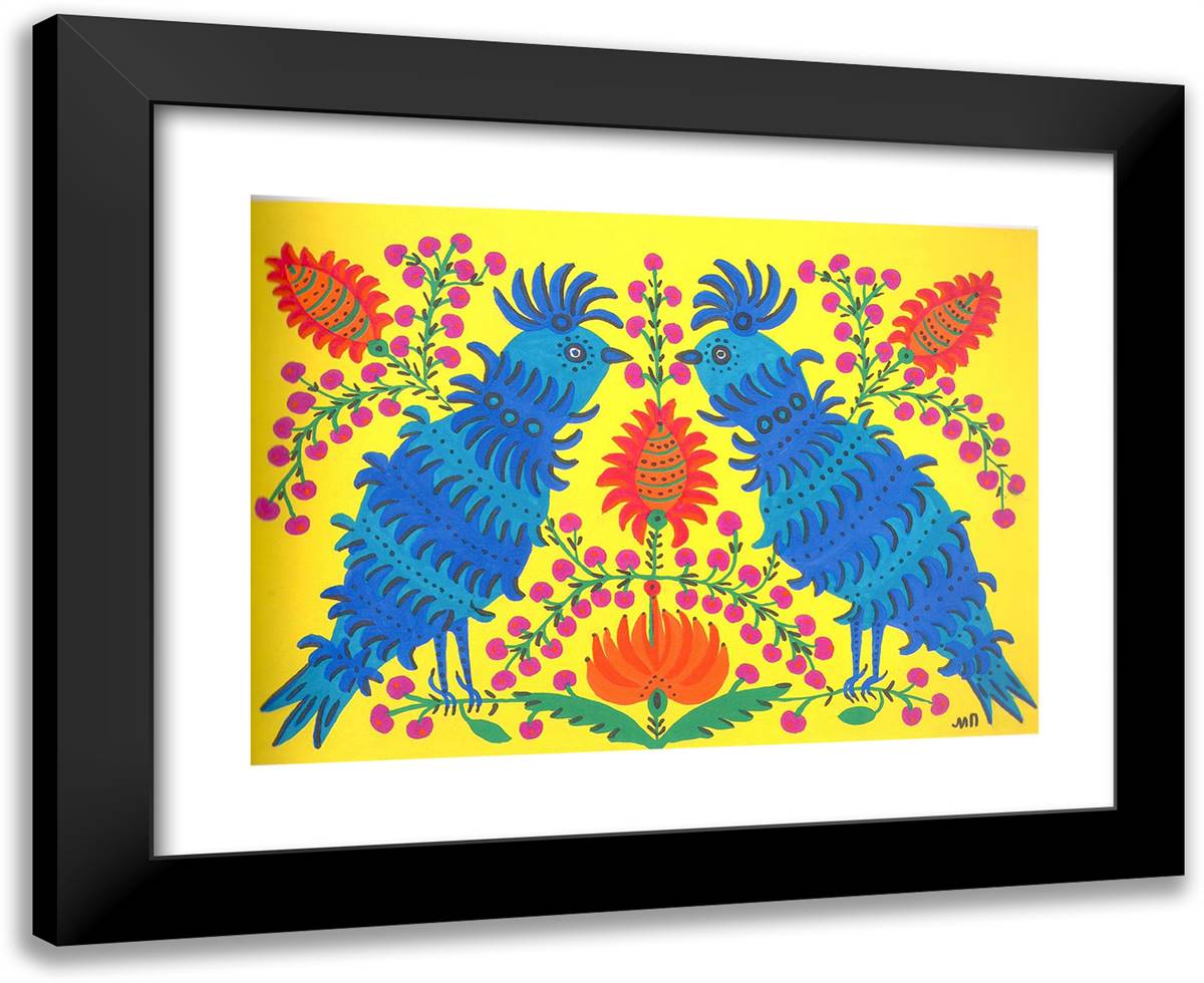 Two Kites 24x20 Black Modern Wood Framed Art Print Poster by Primachenko, Maria
