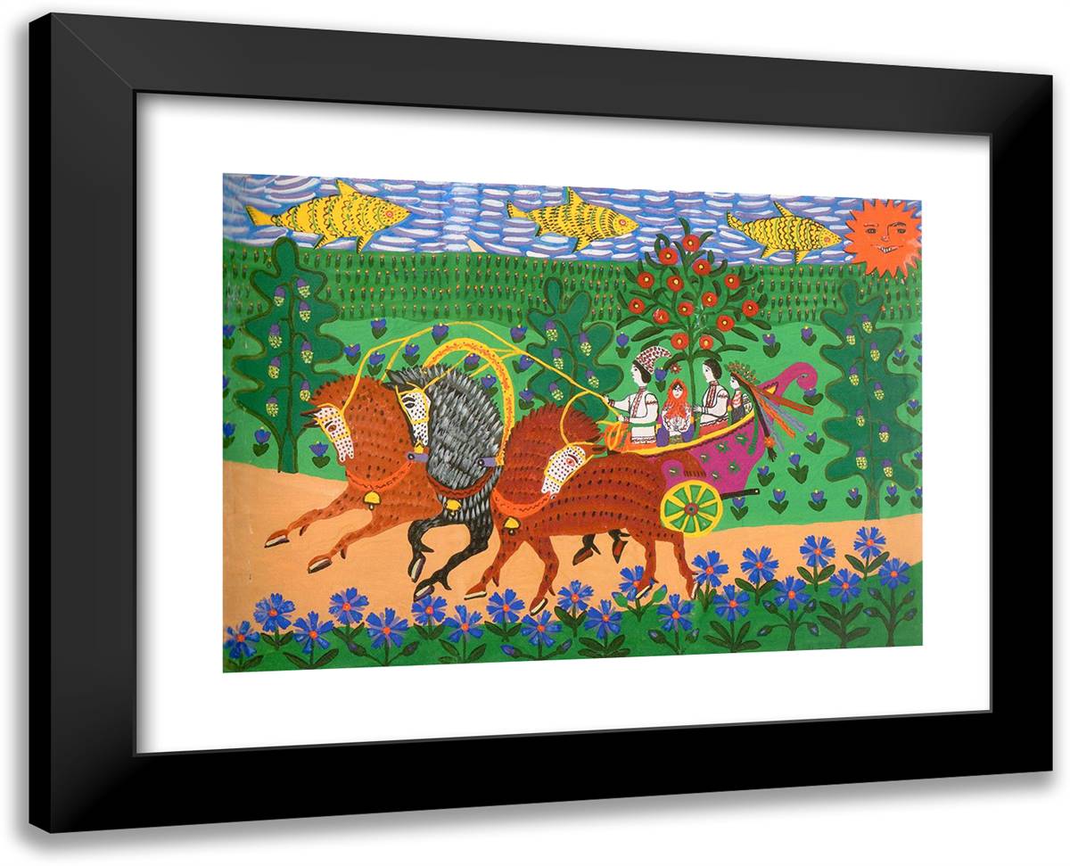 Ukrainian Wedding 24x19 Black Modern Wood Framed Art Print Poster by Primachenko, Maria
