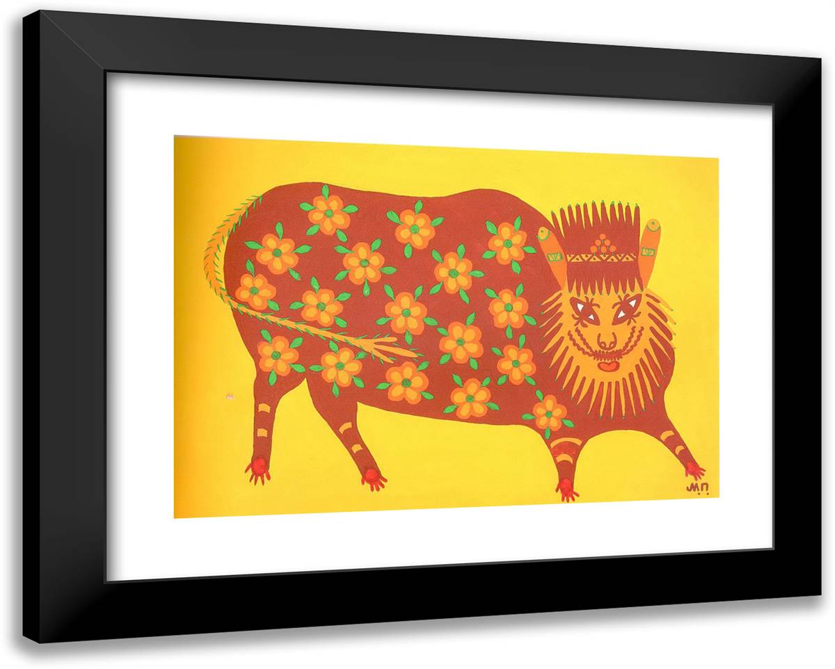 Wild Cat 24x19 Black Modern Wood Framed Art Print Poster by Primachenko, Maria
