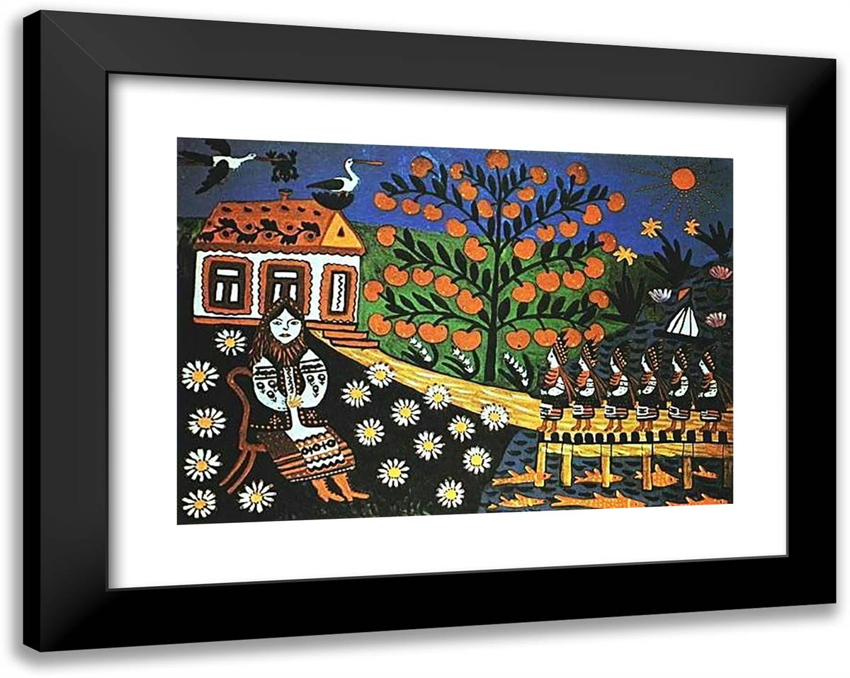 Years of My Youth, Come VIsit Me 24x19 Black Modern Wood Framed Art Print Poster by Primachenko, Maria