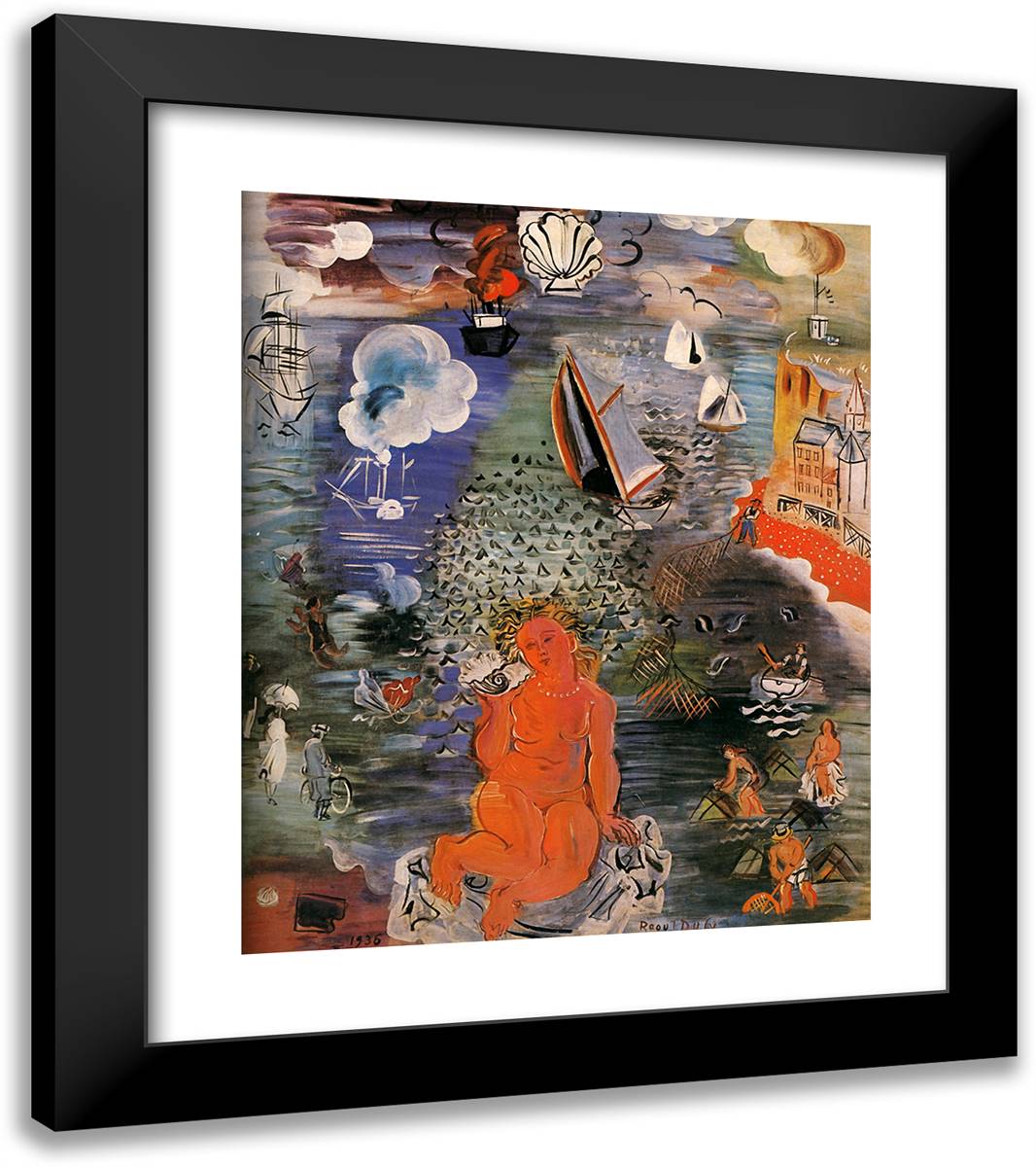 Amphitrite 20x23 Black Modern Wood Framed Art Print Poster by Dufy, Raoul