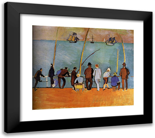 Anglers 22x20 Black Modern Wood Framed Art Print Poster by Dufy, Raoul