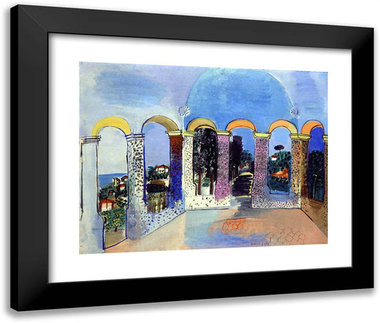 Arcades at Vallauris 24x20 Black Modern Wood Framed Art Print Poster by Dufy, Raoul