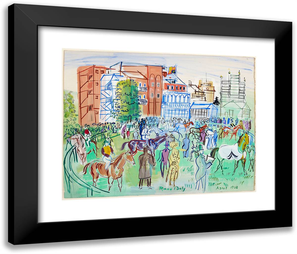 Ascot 24x20 Black Modern Wood Framed Art Print Poster by Dufy, Raoul