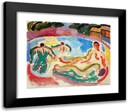 Bathers 23x20 Black Modern Wood Framed Art Print Poster by Dufy, Raoul