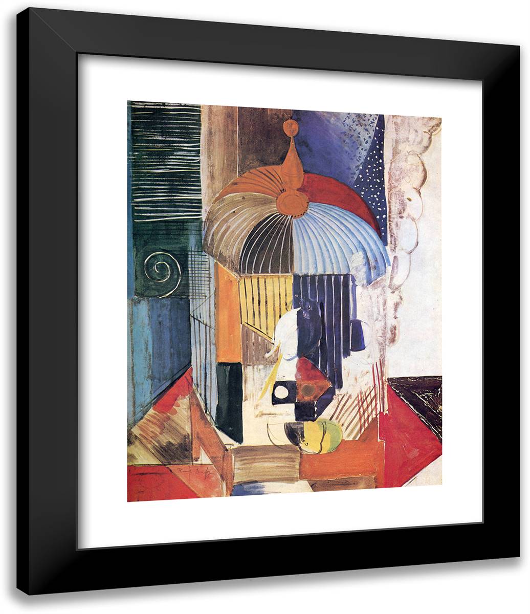 Birdcage 20x24 Black Modern Wood Framed Art Print Poster by Dufy, Raoul