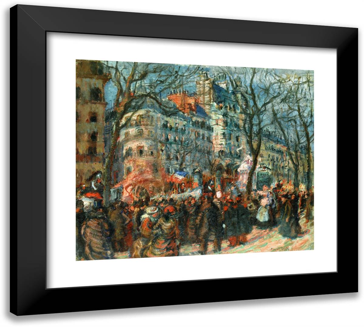 Carnival on the Grands Boulevards 22x20 Black Modern Wood Framed Art Print Poster by Dufy, Raoul