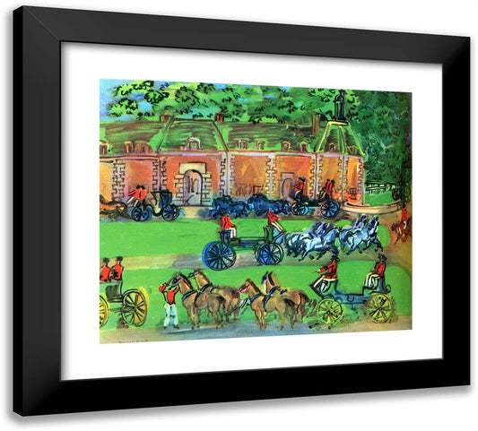 Chateau and Horses 22x20 Black Modern Wood Framed Art Print Poster by Dufy, Raoul