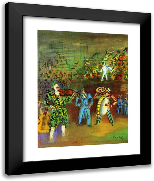 Clowns and Musicians 20x24 Black Modern Wood Framed Art Print Poster by Dufy, Raoul