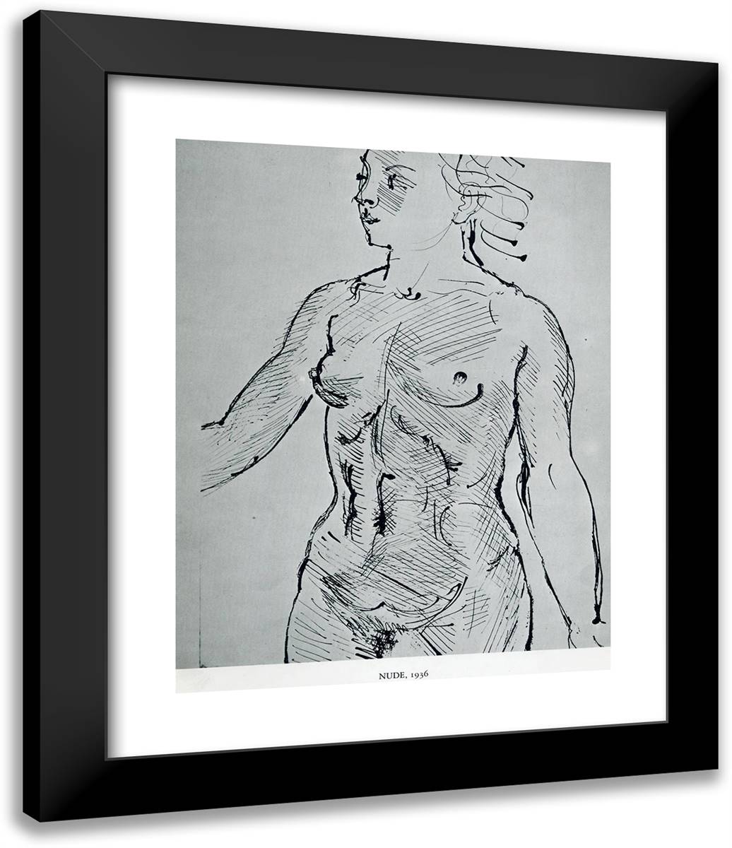 Female Nude, Bust 20x24 Black Modern Wood Framed Art Print Poster by Dufy, Raoul