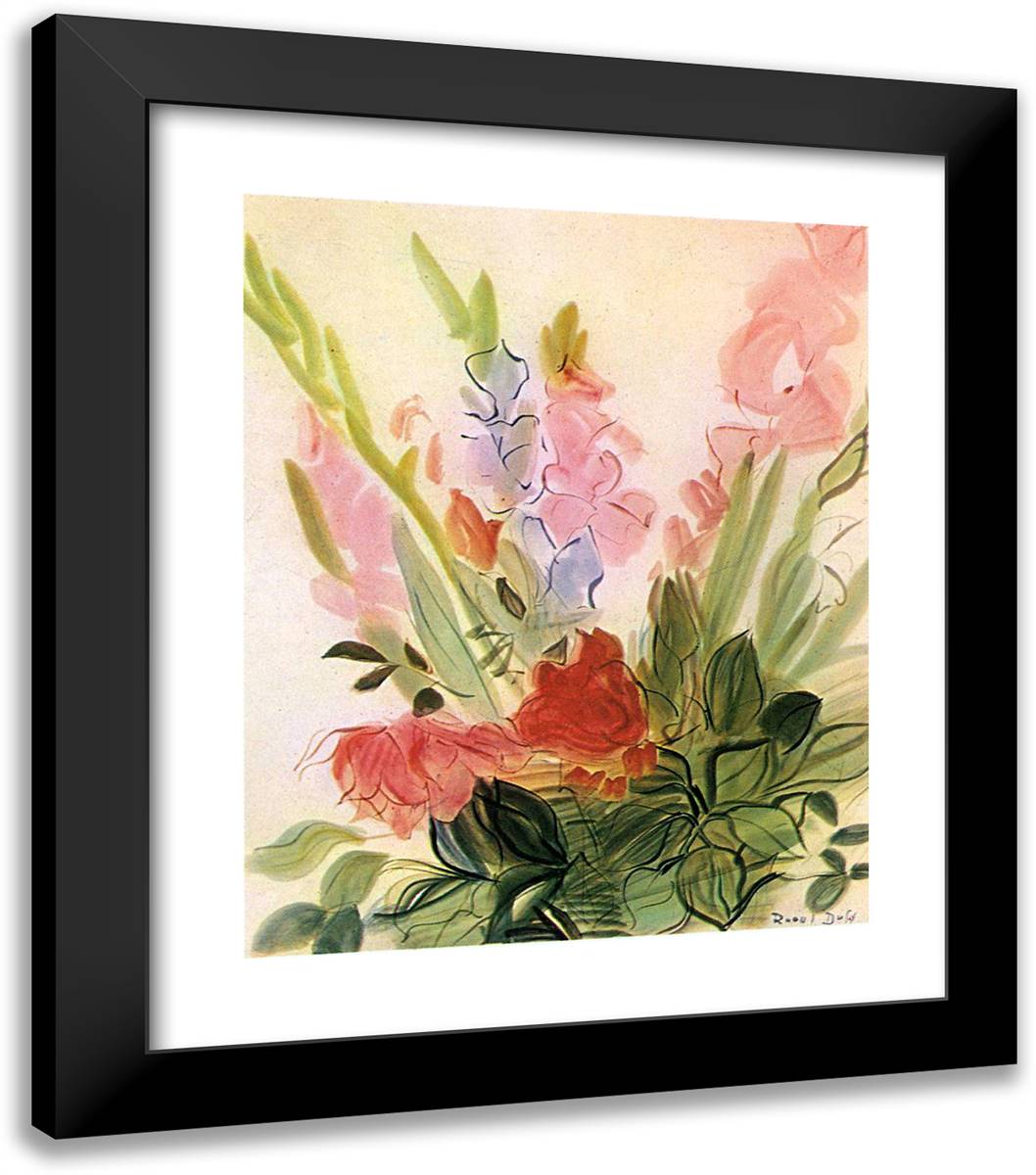 Gladioli 20x23 Black Modern Wood Framed Art Print Poster by Dufy, Raoul