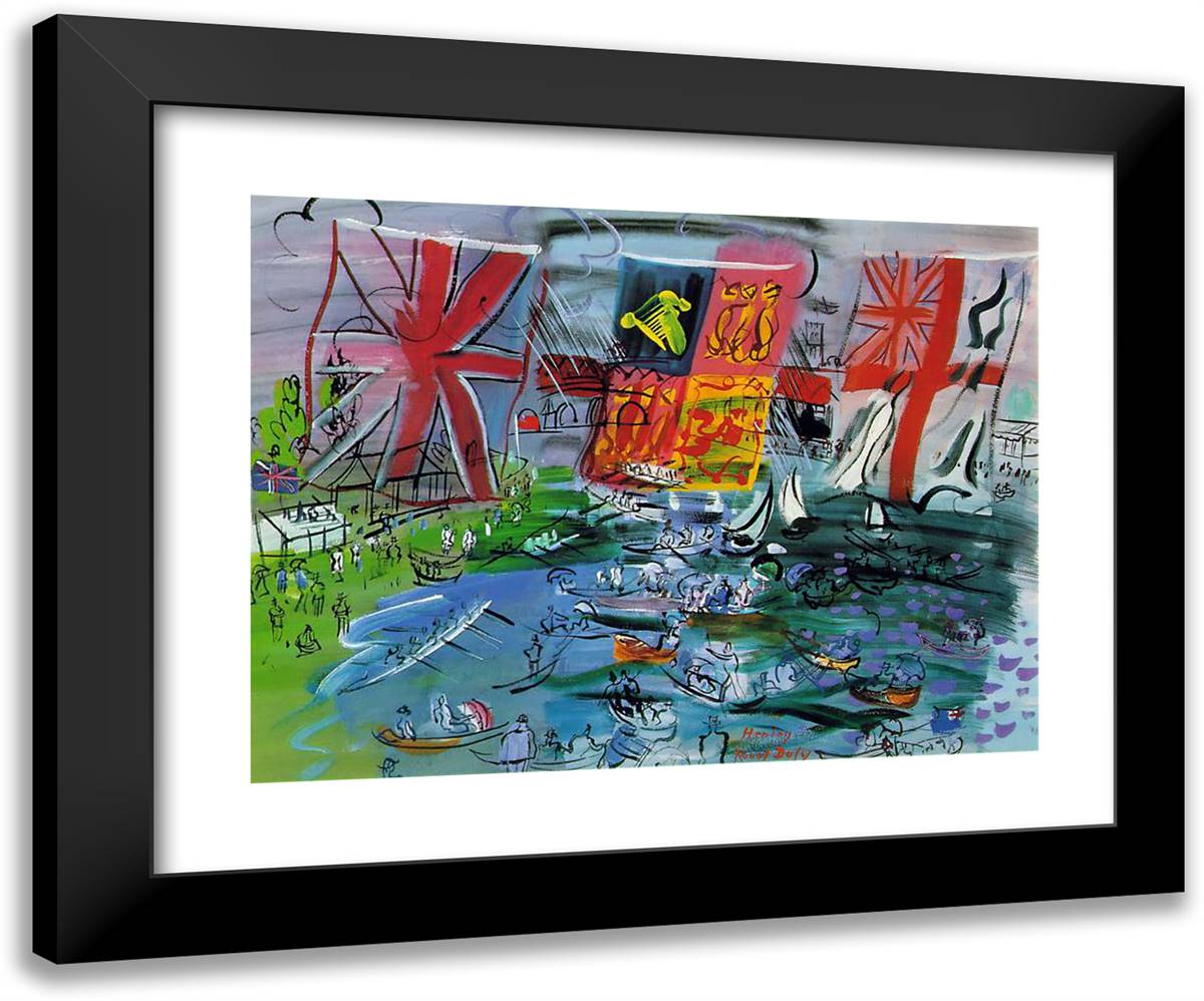 Henley Regatta 24x20 Black Modern Wood Framed Art Print Poster by Dufy, Raoul