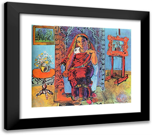 Interior with Indian Woman 22x20 Black Modern Wood Framed Art Print Poster by Dufy, Raoul