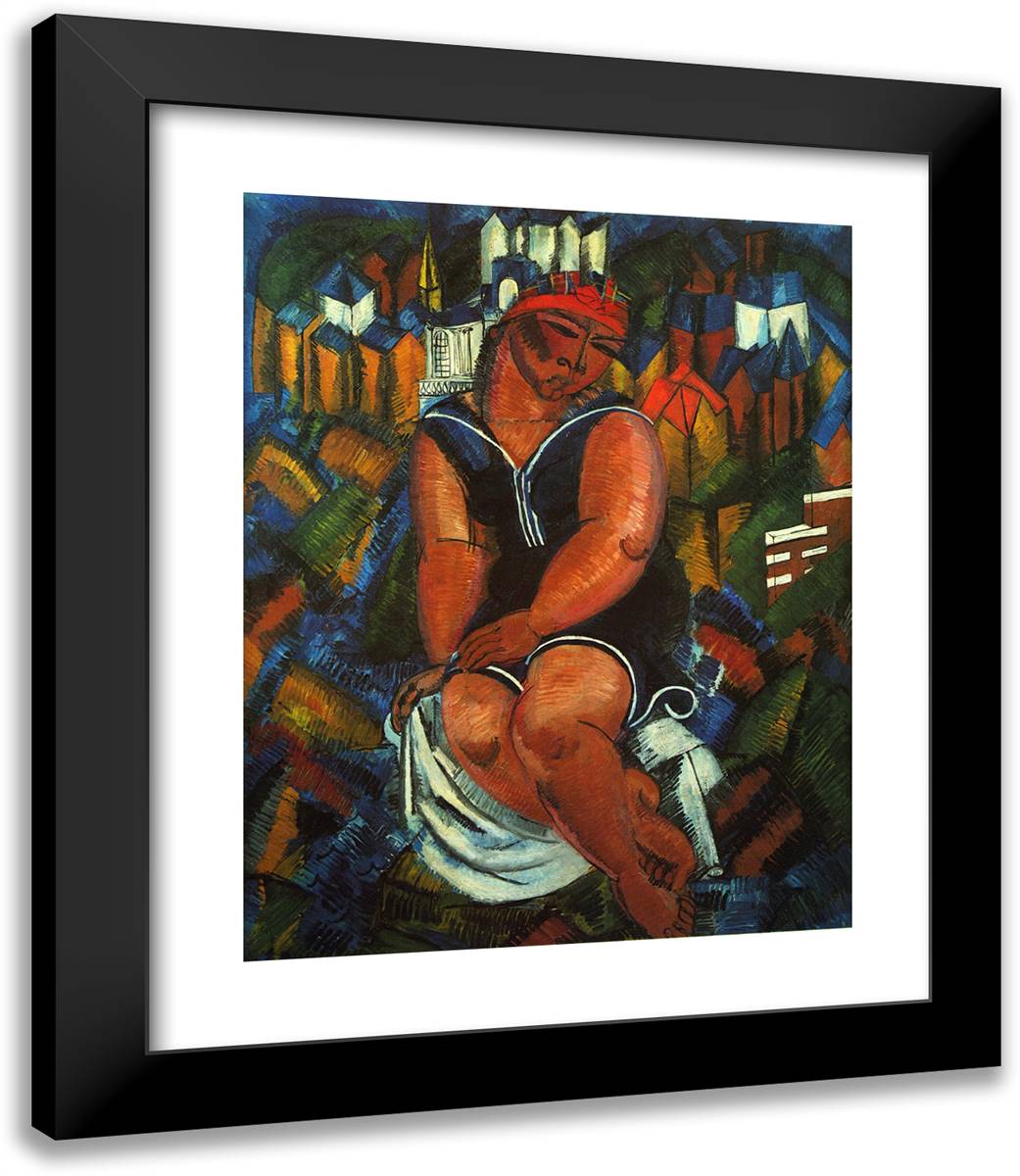 Large Bather 20x23 Black Modern Wood Framed Art Print Poster by Dufy, Raoul