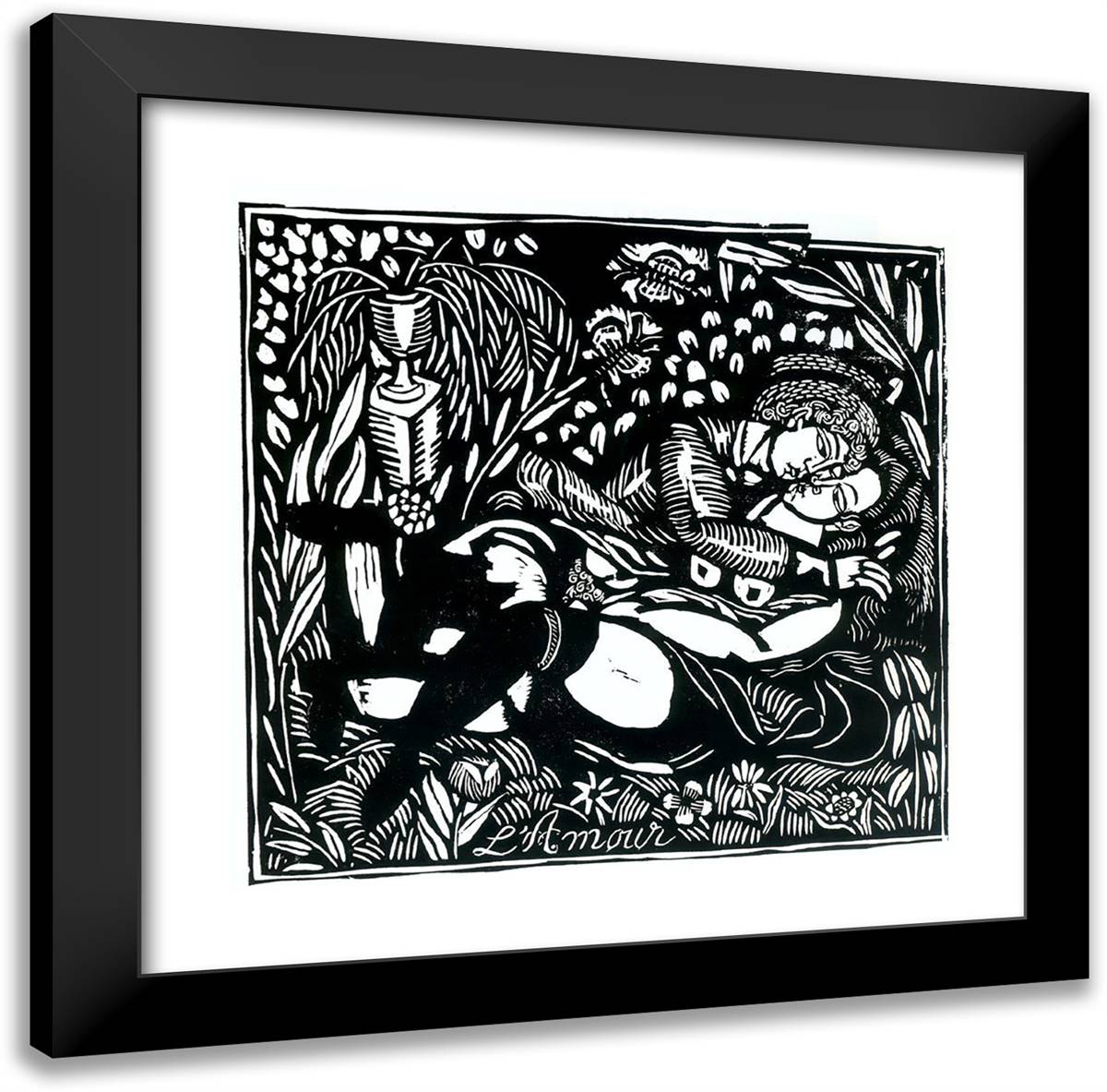 Love 20x20 Black Modern Wood Framed Art Print Poster by Dufy, Raoul