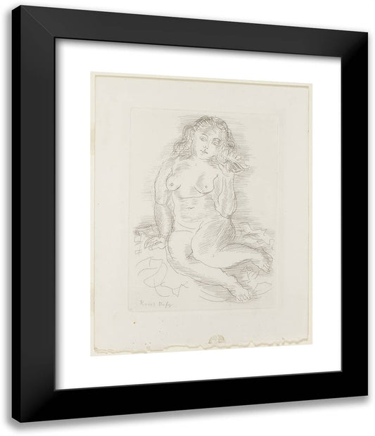 Nude Listening to a Sea Shell 20x24 Black Modern Wood Framed Art Print Poster by Dufy, Raoul