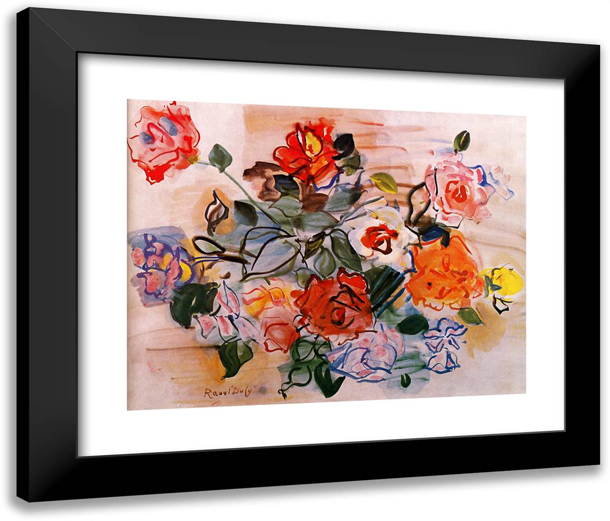 Pink Bunch 24x20 Black Modern Wood Framed Art Print Poster by Dufy, Raoul