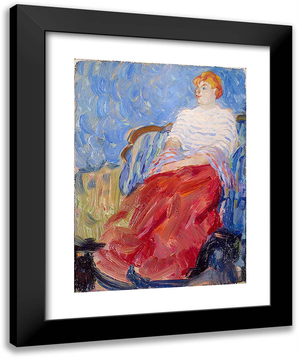 Portrait of the Artist's Sister, Suzanne Dufy 19x24 Black Modern Wood Framed Art Print Poster by Dufy, Raoul