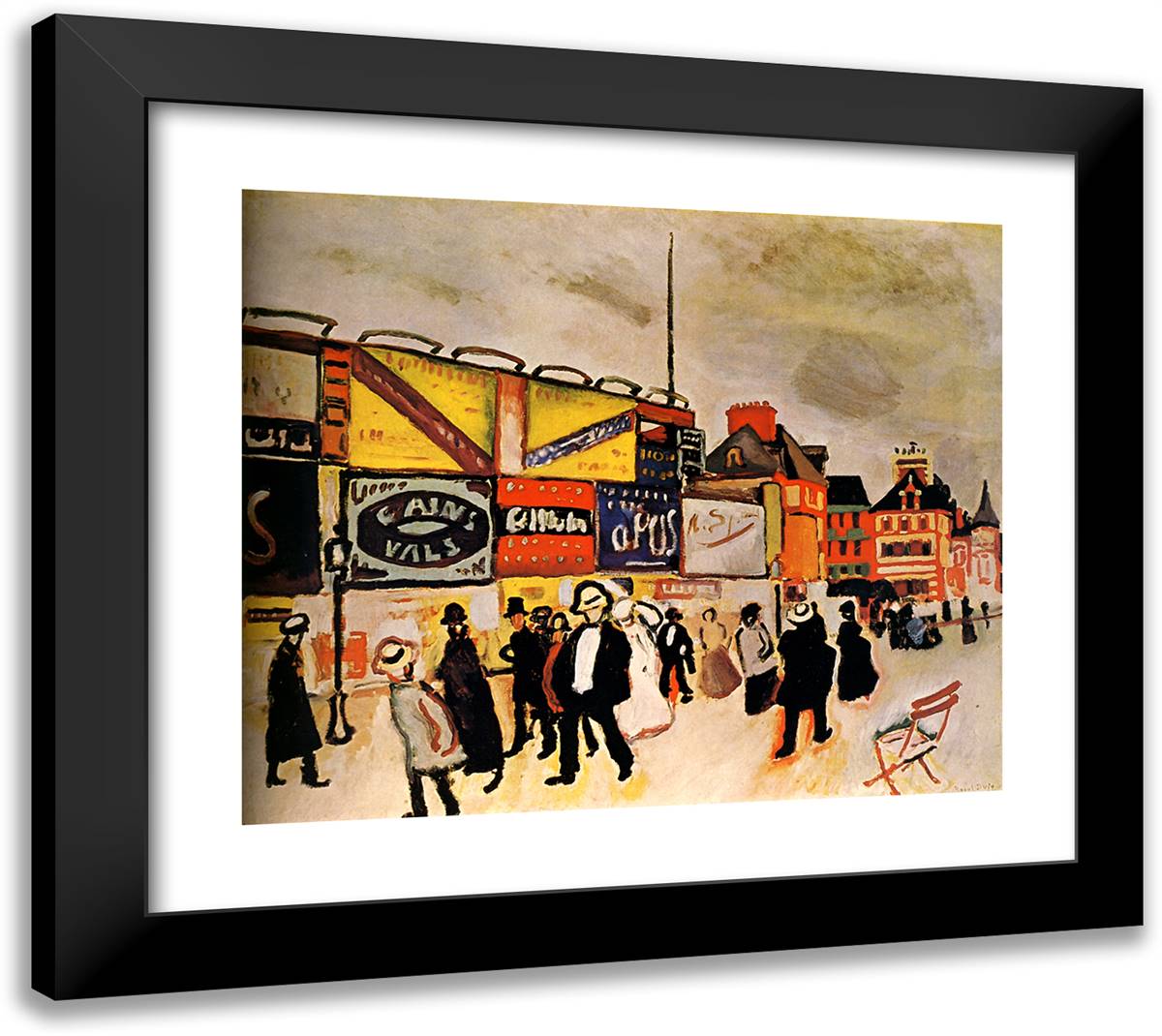 Posters at Trouville 22x20 Black Modern Wood Framed Art Print Poster by Dufy, Raoul