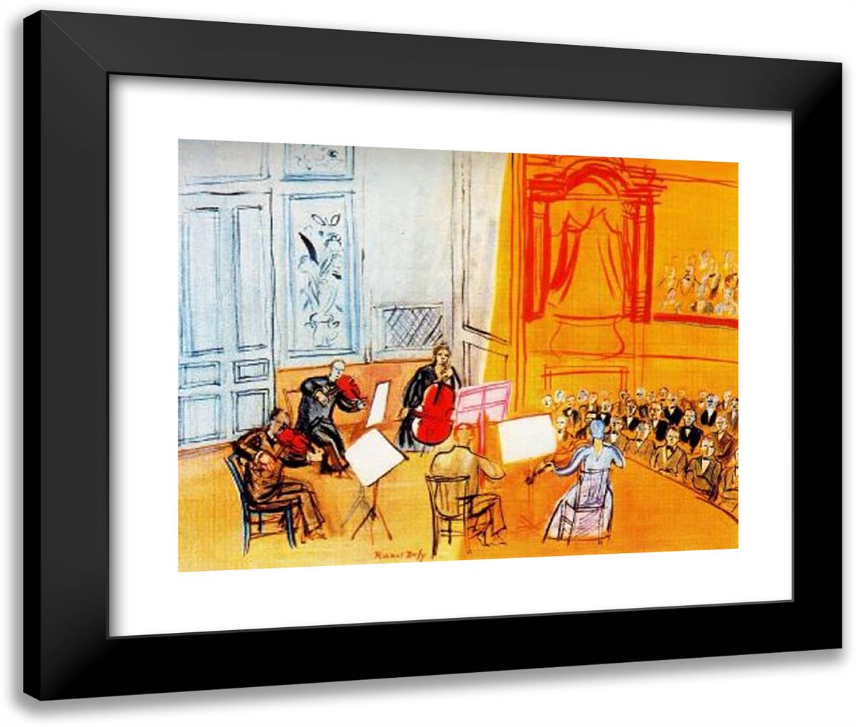 Red Quartet 24x20 Black Modern Wood Framed Art Print Poster by Dufy, Raoul