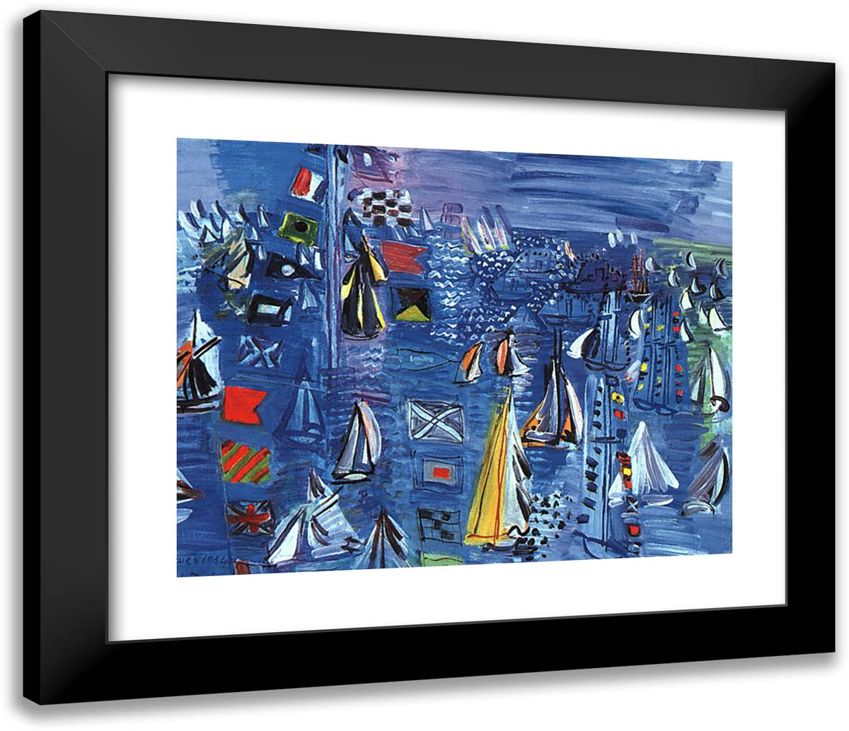 Regatta at Cowes 23x20 Black Modern Wood Framed Art Print Poster by Dufy, Raoul