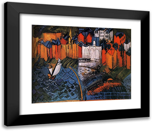 Sailboat at Sainte-Adresse 23x20 Black Modern Wood Framed Art Print Poster by Dufy, Raoul