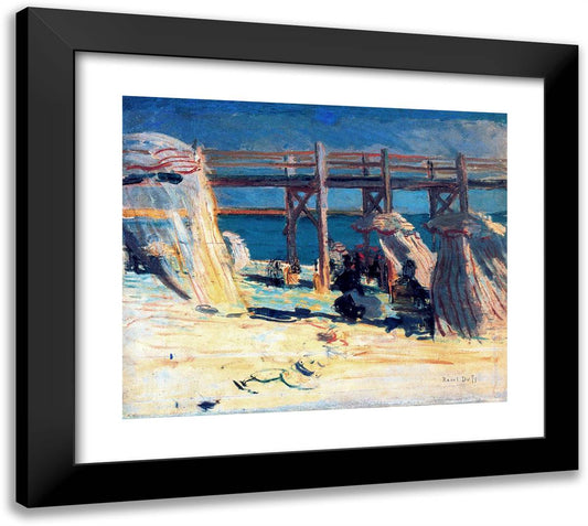 Sandy Beach of Sainte-Adresse 22x20 Black Modern Wood Framed Art Print Poster by Dufy, Raoul