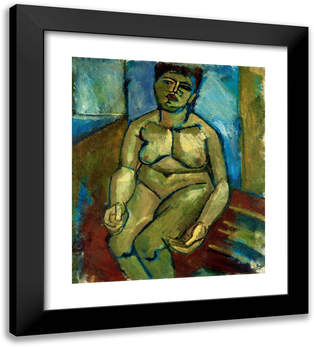 Seated Nude 20x22 Black Modern Wood Framed Art Print Poster by Dufy, Raoul