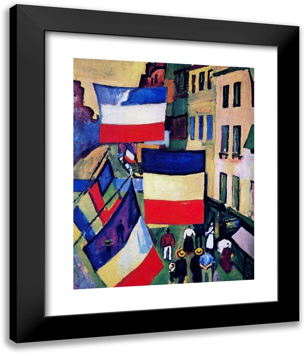 Street Decked with Flags 20x24 Black Modern Wood Framed Art Print Poster by Dufy, Raoul