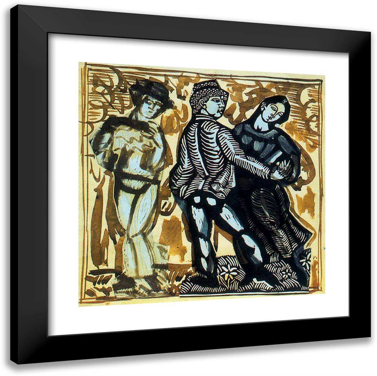 Study of the 'Dance' 20x20 Black Modern Wood Framed Art Print Poster by Dufy, Raoul