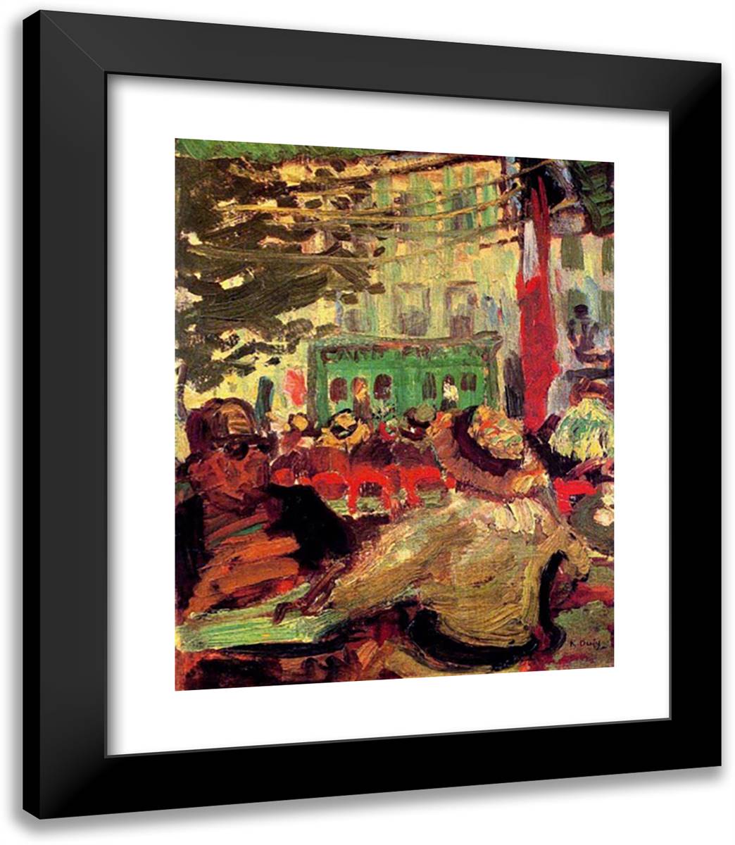 Terrace of a Cafe 20x23 Black Modern Wood Framed Art Print Poster by Dufy, Raoul