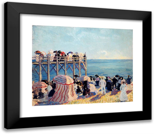 The Beach and Pier at Trouville 23x20 Black Modern Wood Framed Art Print Poster by Dufy, Raoul