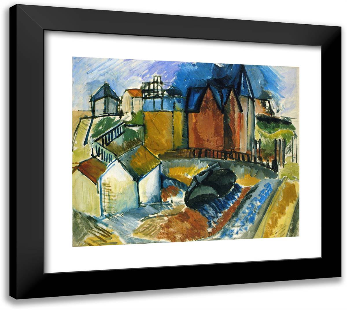 The Beach at Havre 22x20 Black Modern Wood Framed Art Print Poster by Dufy, Raoul