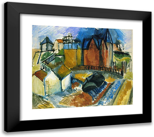 The Beach at Havre 22x20 Black Modern Wood Framed Art Print Poster by Dufy, Raoul