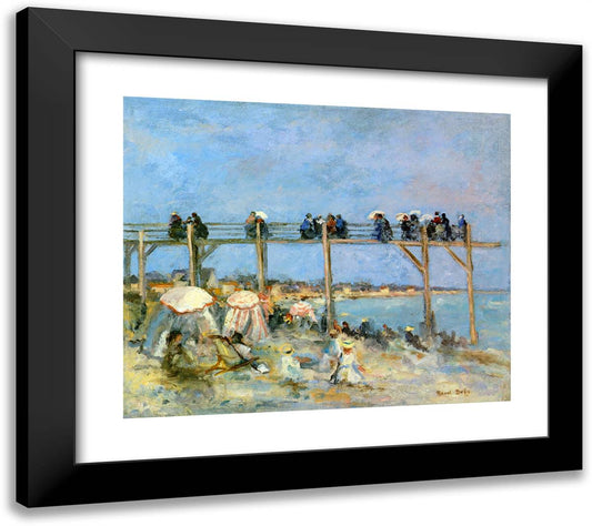 The Beach at Sainte Adresse 22x20 Black Modern Wood Framed Art Print Poster by Dufy, Raoul